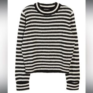 Ciao Lucia Black and White Striped Crewneck Sweater